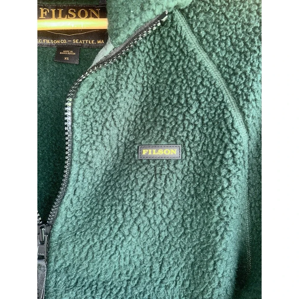 $195 Men's Sherpa Fleece Bomber Jacket - Fir XS Vintage